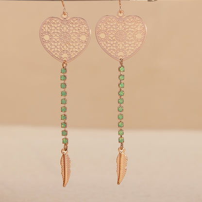Vintage Rose Gold Heart Earrings - Multi-layered Design