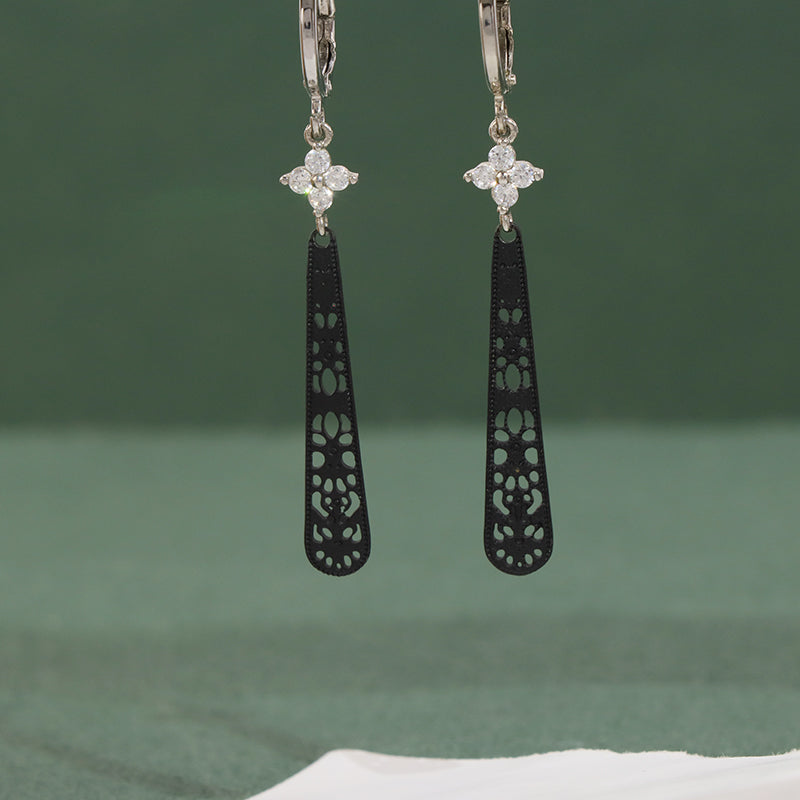 Vintage Black Copper Earrings - Symmetrical and Asymmetrical Design