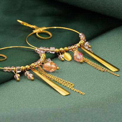 Vintage Style Stainless Steel Earrings with Tassels and Pendants