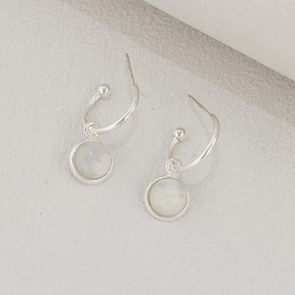 Geometric Stainless Steel Earrings with Circular Pendant - Classic Style