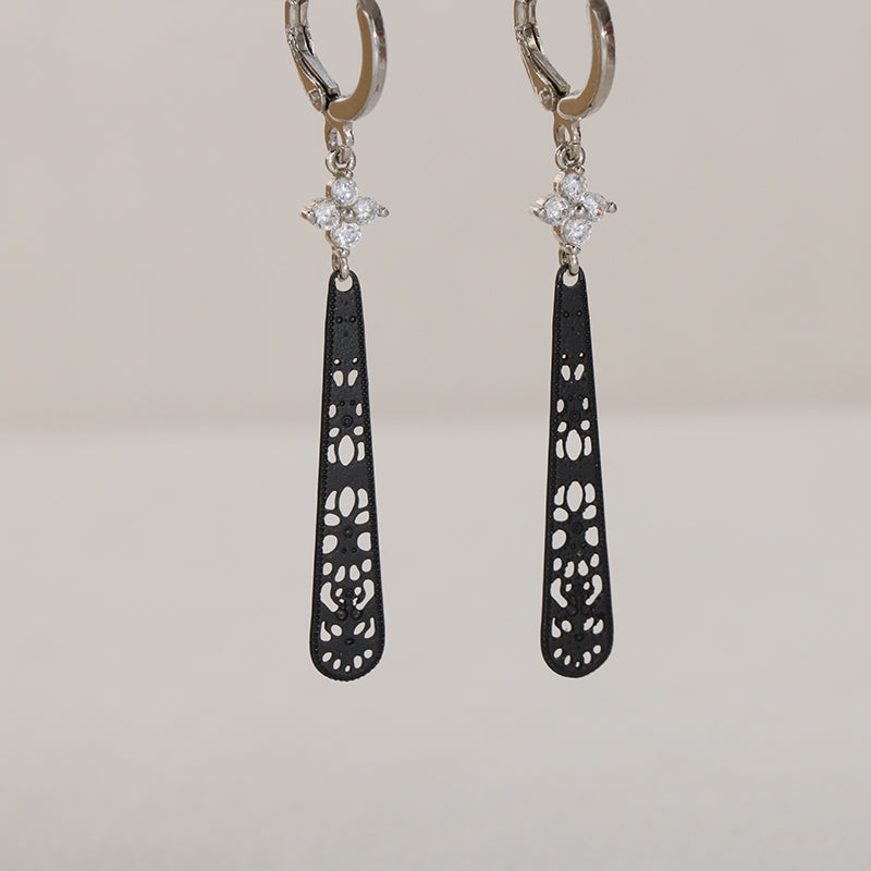 Vintage Black Copper Earrings - Symmetrical and Asymmetrical Design