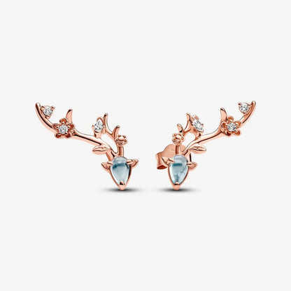 Ice Green Glass Deer Stud Earrings