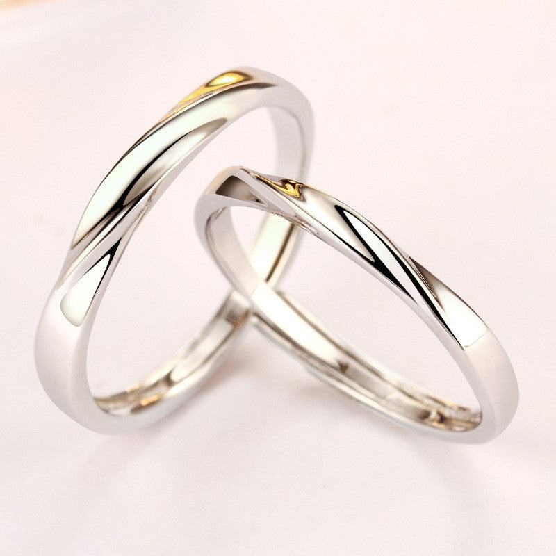 Infinite Love Möbius Couple Rings - 925 Sterling Silver Adjustable Matching Set