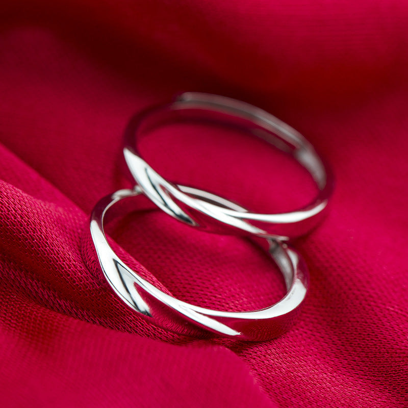 Infinite Love Möbius Couple Rings - 925 Sterling Silver Adjustable Matching Set