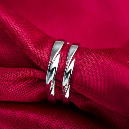 Infinite Love Möbius Couple Rings - 925 Sterling Silver Adjustable Matching Set