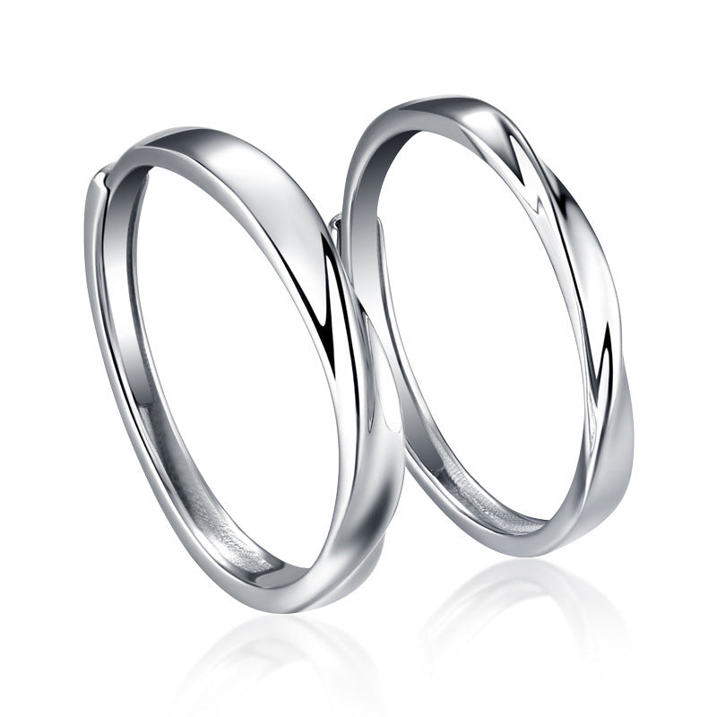 Infinite Love Möbius Couple Rings - 925 Sterling Silver Adjustable Matching Set