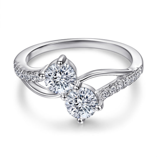 Infinity Twist 925 Silver Ring - Dual Zirconia Minimalist Band