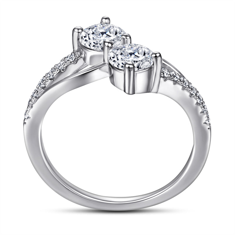 Infinity Twist 925 Silver Ring - Dual Zirconia Minimalist Band