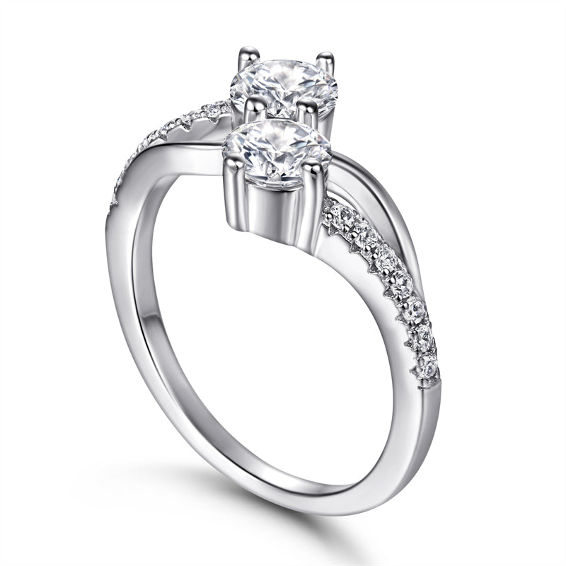 Infinity Twist 925 Silver Ring - Dual Zirconia Minimalist Band