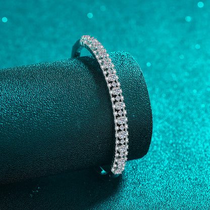 Instagram Botanical Bangle 2.1ct Moissanite 46*56mm Camellia Cactus Tree 925 Silver 5-Layer Rhodium