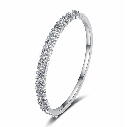 Instagram Botanical Bangle 2.1ct Moissanite 46*56mm Camellia Cactus Tree 925 Silver 5-Layer Rhodium