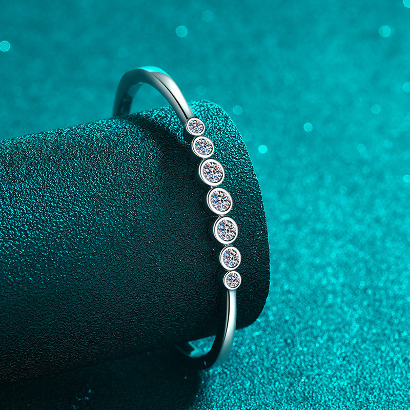 Instagram Botanical Bangle 2.5ct Moissanite 46x56mm Camellia Cactus Red Bean 925 Silver Rhodium