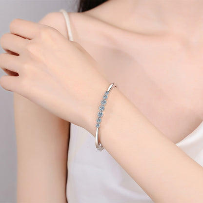 Instagram Botanical Bangle 2.5ct Moissanite 46x56mm Camellia Cactus Red Bean 925 Silver Rhodium