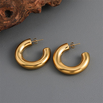 Instagram Style Geometric C-Shaped Drop Earrings in Gold/Silver