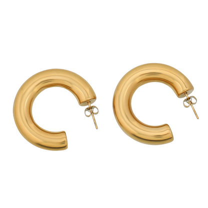 Instagram Style Geometric C-Shaped Drop Earrings in Gold/Silver