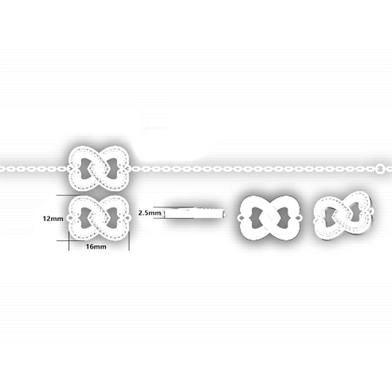 Interlocking Hearts 925 Sterling Silver Bracelet - Romantic Gold Plated Love Jewelry