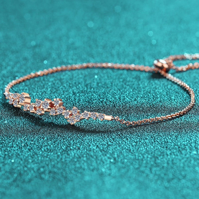 Internet Famous Style Champagne Moissanite Bracelet - 0.585ct with Fruit & Geometric Design
