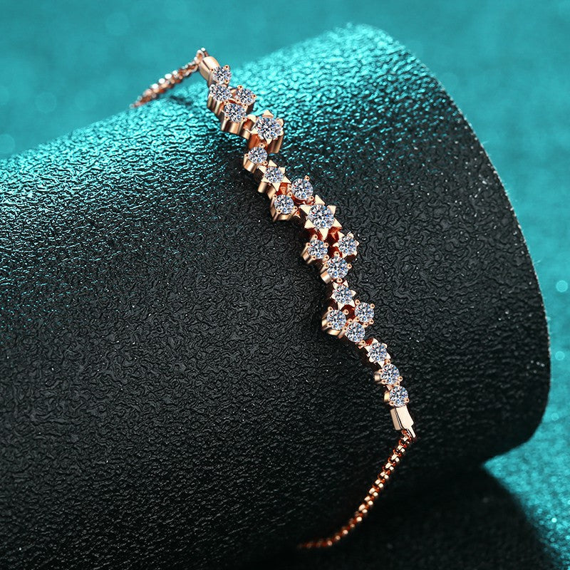 Internet Famous Style Champagne Moissanite Bracelet - 0.585ct with Fruit & Geometric Design