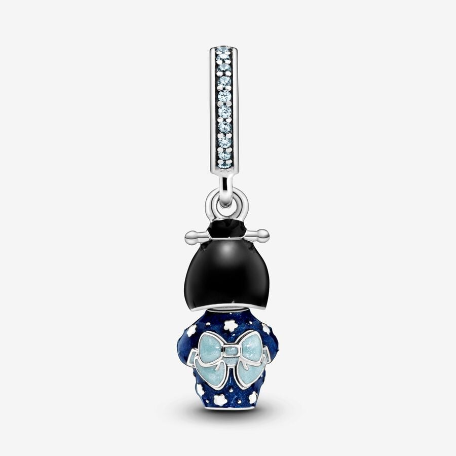 Japanese Doll in Blue Kimono Dangle Charm