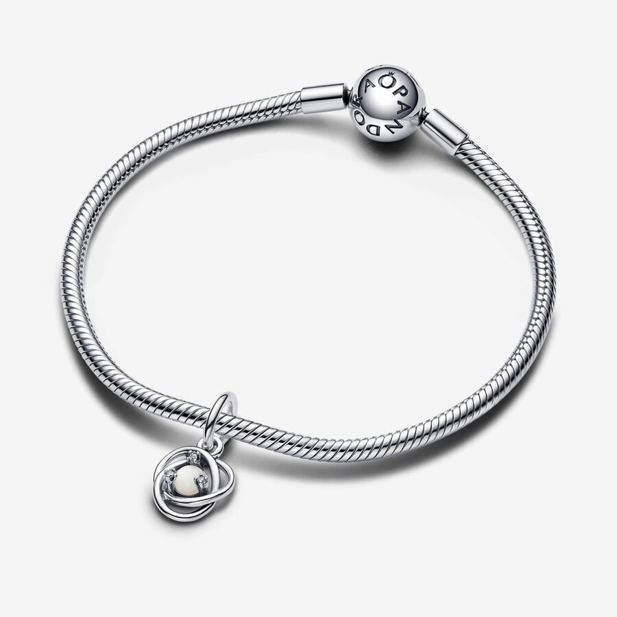 June White Eternity Circle Dangle Charm