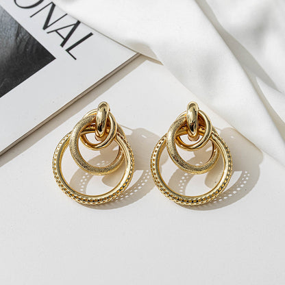 KC Gold Wire Wrapped Double Hoop Earrings - Geometric Sweet & Edgy Style for Women