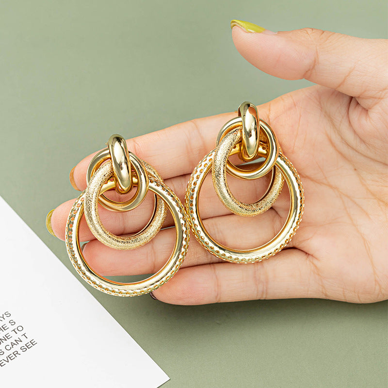 KC Gold Wire Wrapped Double Hoop Earrings - Geometric Sweet & Edgy Style for Women