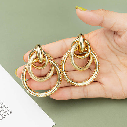 KC Gold Wire Wrapped Double Hoop Earrings - Geometric Sweet & Edgy Style for Women