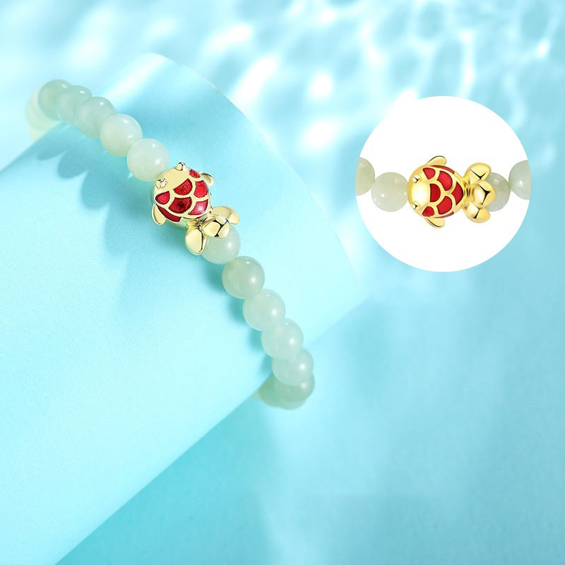 Koi Fish Jade Bracelet925 Silver Vintage Jewelry