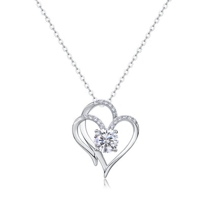 Layered Geometric Pendant Necklace with 1 Carat Moissanite