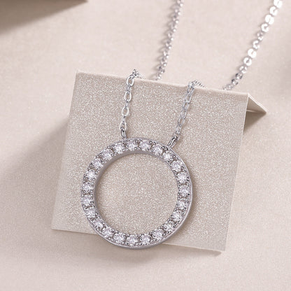 Layered Geometric Pendant Necklace with 23 Moissanite Stones