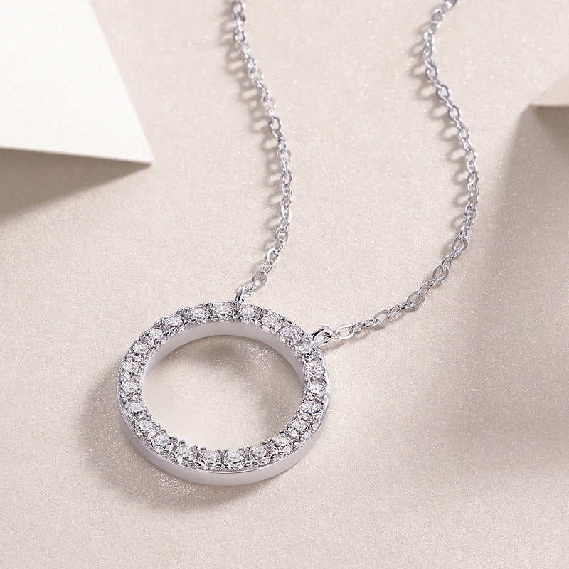 Layered Geometric Pendant Necklace with 23 Moissanite Stones