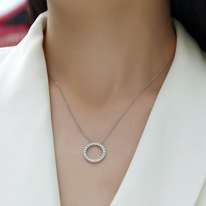 Layered Geometric Pendant Necklace with 23 Moissanite Stones