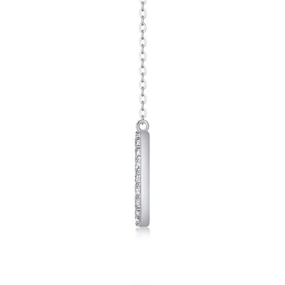 Layered Geometric Pendant Necklace with 23 Moissanite Stones