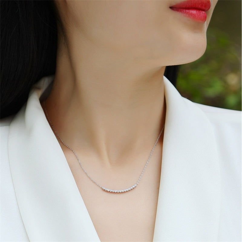 Layered Geometric Pendant Necklace with Moissanite for Women