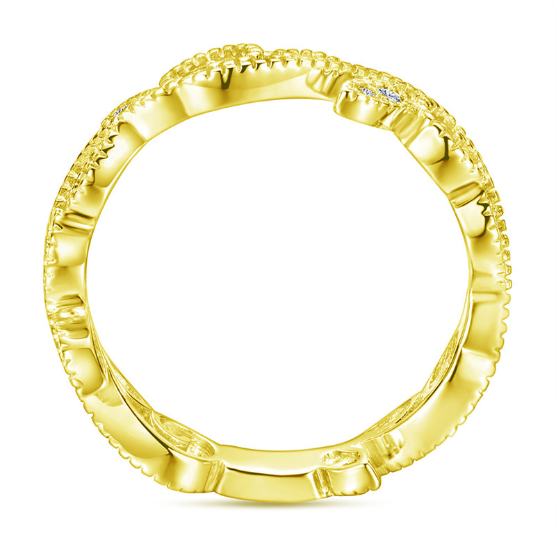 Leaf Motif 925 Silver Ring - Nature-Inspired Zirconia Band in Three Finishes