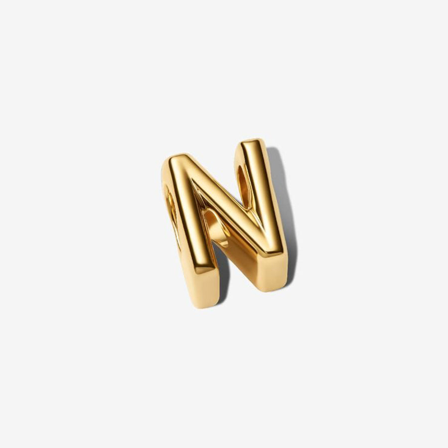 14K Gold Plated Letter N Charm