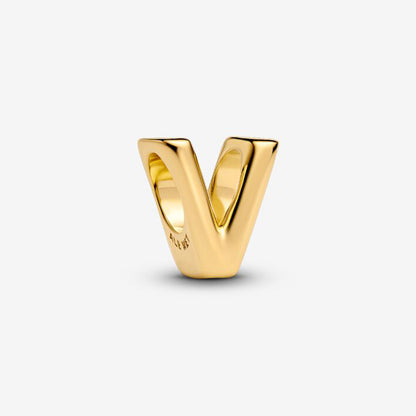 14K Gold Plated Letter V Charm