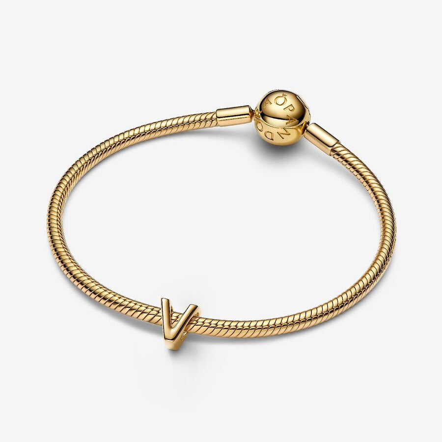 14K Gold Plated Letter V Charm