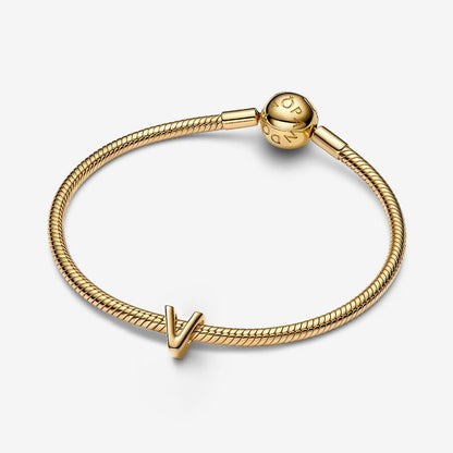 14K Gold Plated Letter V Charm