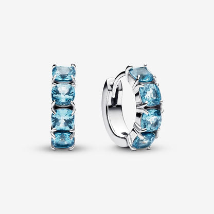 Sterling Silver Light Blue Hoop Earrings