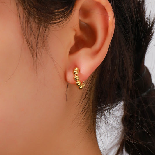 Light Luxury Geometric Circle Earrings in Gold/Silver - Fashion Commute Minimalist Stud Earrings for Women