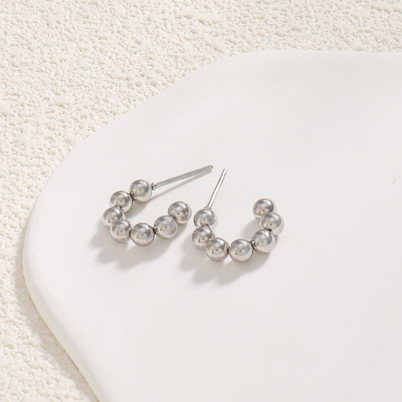 Light Luxury Geometric Circle Earrings in Gold/Silver - Fashion Commute Minimalist Stud Earrings for Women