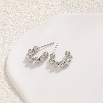 Light Luxury Geometric Circle Earrings in Gold/Silver - Fashion Commute Minimalist Stud Earrings for Women