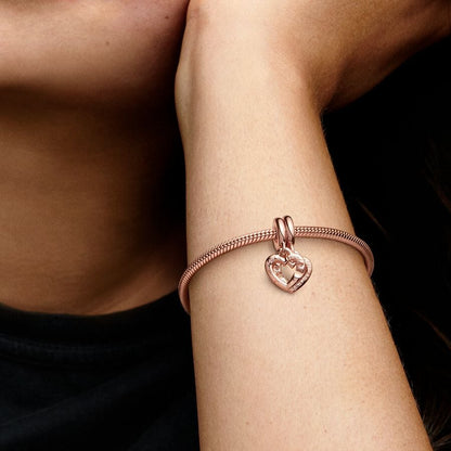 Linked Sister Hearts Split Dangle Charm