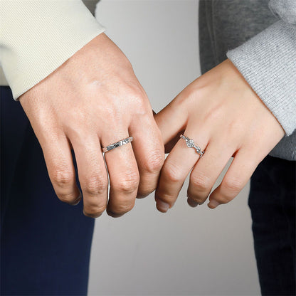 "Little Prince & Rose" 925 Sterling Silver Couple Rings - Premium Adjustable Matching Set
