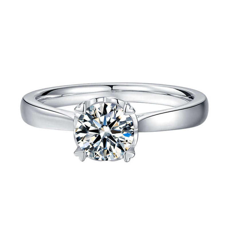 Lotus Flower Moissanite Ring - 925 Sterling Silver Floral Inspired Engagement Jewelry