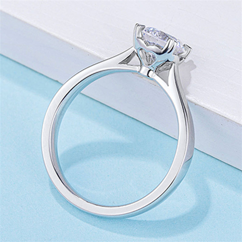 Lotus Flower Moissanite Ring - 925 Sterling Silver Floral Inspired Engagement Jewelry