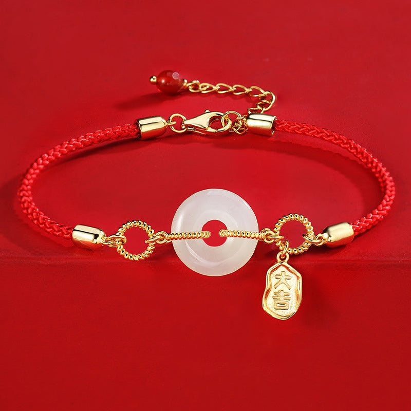 Lucky Charm Bracelet 925 Silver Jade Pendant Jewelry