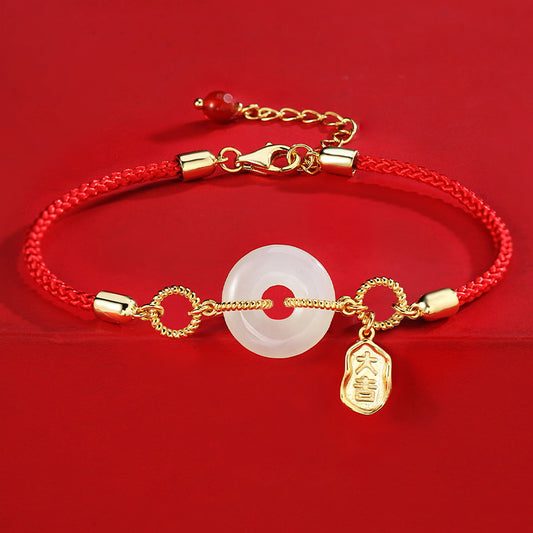 Lucky Charm Bracelet 925 Silver Jade Pendant Jewelry
