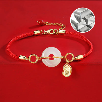 Lucky Charm Bracelet 925 Silver Jade Pendant Jewelry